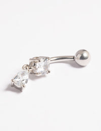 Platinum Plated Titanium Threadless Crystal Pear Belly Bar - link has visual effect only