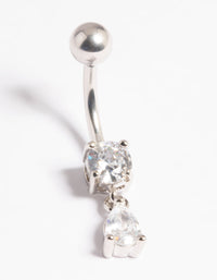 Platinum Plated Titanium Threadless Crystal Pear Belly Bar - link has visual effect only