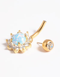 Gold Plated Titanium Threadless Opal Flower Belly Bar - link has visual effect only