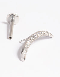 Platinum Plated Titanium Threadless Cubic Zirconia Half Moon Flat Back Pack - link has visual effect only