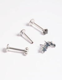 Platinum Plated Titanium Threadless Star Flat Back Pack - link has visual effect only