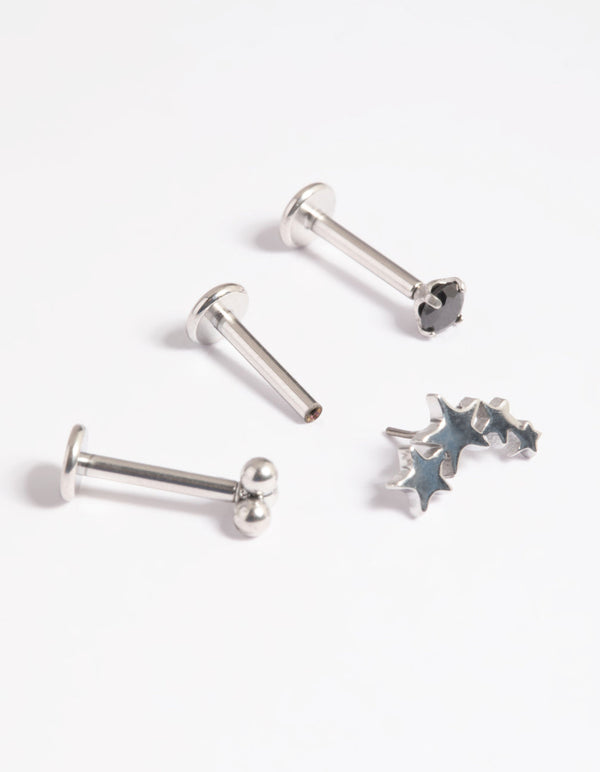 Platinum Plated Titanium Threadless Star Flat Back Pack