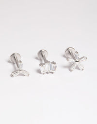 Platinum Plated Titanium Threadless Marquise Flower Flat Back Pack - link has visual effect only