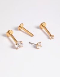 Vergulde titanium draadloze kubieke zirkonia platte achterkant - link has visual effect only