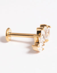 Gold Plated Titanium Threadless Crystal Marquise Flat Back - link has visual effect only