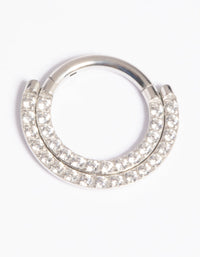 Platinum Plated Titanium Cubic Zirconia Statement Clicker Ring - link has visual effect only