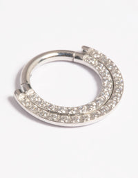 Platinum Plated Titanium Cubic Zirconia Statement Clicker Ring - link has visual effect only