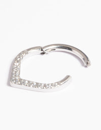 Platinum Plated Titanium Cubic Zirconia Pear Clicker Ring - link has visual effect only