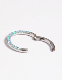 Platinum Plated Titanium Blue Opal Clicker Ring - link has visual effect only