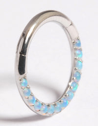 Platinum Plated Titanium Blue Opal Clicker Ring - link has visual effect only
