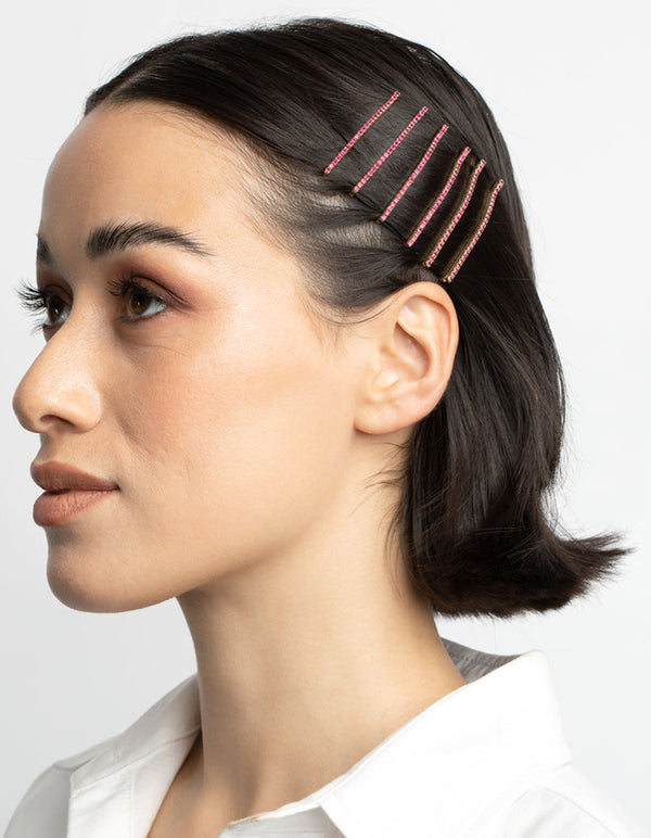 Pink Diamante Hair Pins