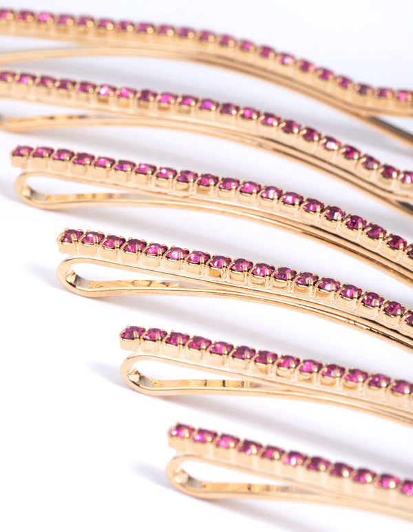 Pink Diamante Hair Pins