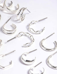 Silver Textured Glitter Hoop Earring Pack - link has visual effect only