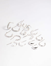 Silver Textured Glitter Hoop Earring Pack - link has visual effect only