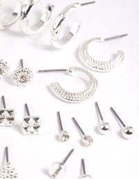 Gold Textured Stud and Hoop Earring Pack - link has visual effect only