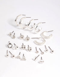 Gold Textured Stud and Hoop Earring Pack - link has visual effect only