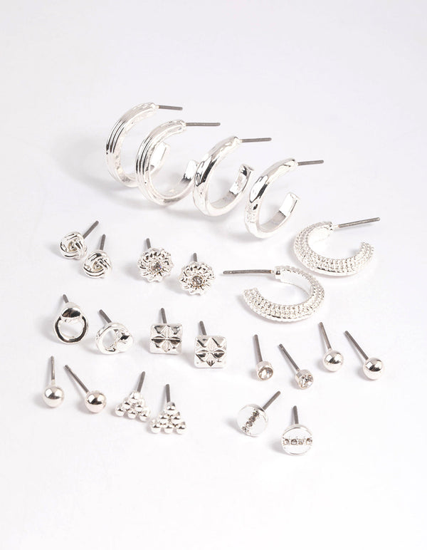 Gold Textured Stud and Hoop Earring Pack