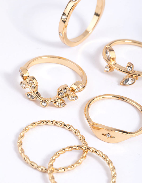 Gold Leaves Ring Pack