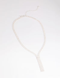 Silver Cubic Zirconia Fringe Necklace - link has visual effect only