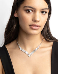 Rhodium Cubic Zirconia Marquise Statement Necklace - link has visual effect only