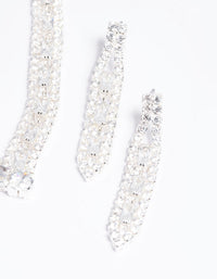 Silver Cubic Zirconia Statement Necklace and Earrings Set - link has visual effect only