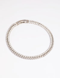 Rhodium Cubic Zirconia Layered Bracelet - link has visual effect only