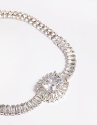 Rhodium Cubic Zirconia Baguette Bracelet - link has visual effect only