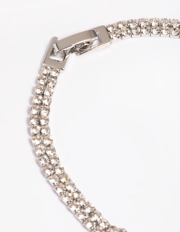 Rhodium Cubic Zirconia Baguette Bracelet