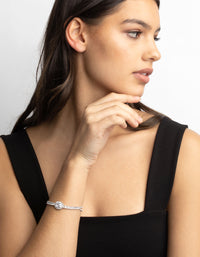 Rhodium Cubic Zirconia Baguette Bracelet - link has visual effect only
