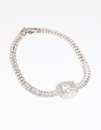 Rhodium Cubic Zirconia Baguette Bracelet - link has visual effect only