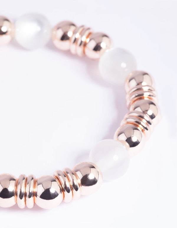 White Cats Eye Bead Bracelet