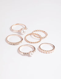 Rose Gold Pearl Ring Stack Pack - link has visual effect only