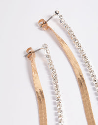 Mixed Metal Snake Chain Drop Earrings - link has visual effect only