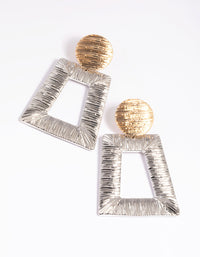 Mixed Metal Textured Trapeze Drop Earrings - link has visual effect only