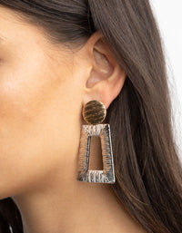 Mixed Metal Textured Trapeze Drop Earrings - link has visual effect only