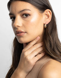 Gold Oval Huggie Hoop Earrings - link has visual effect only