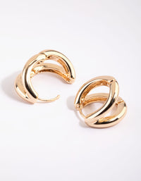 Gold Double Hoop Huggie Earrings - link has visual effect only