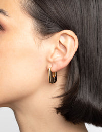 Gold Square Huggie Hoop Earrings - link has visual effect only