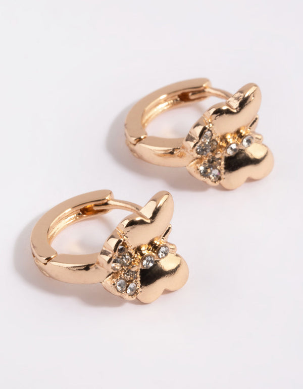 Gold Butterfly Huggie Hoop Earrings