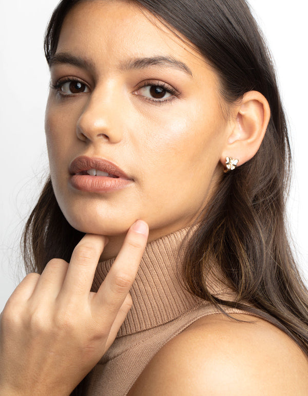 Gold Butterfly Huggie Hoop Earrings