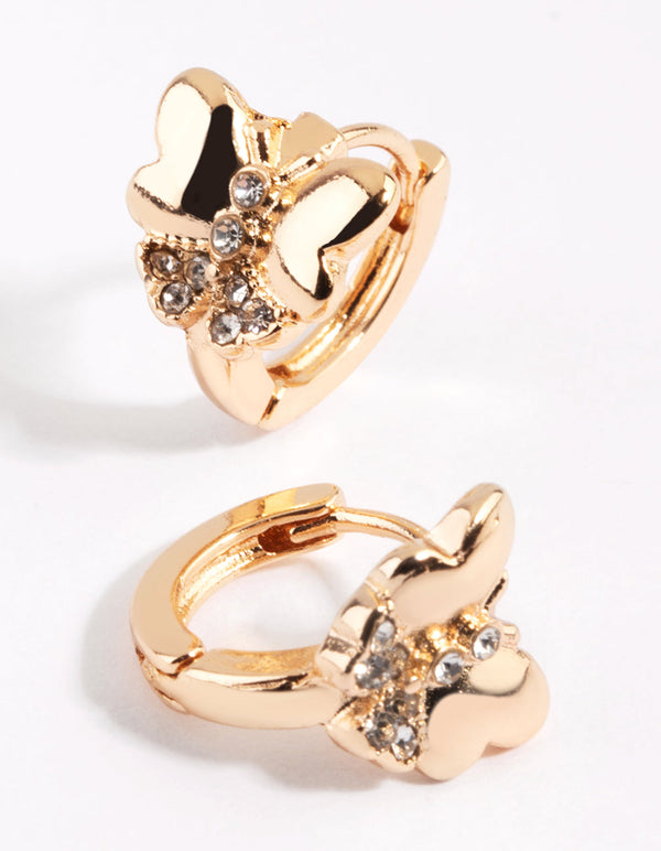 Gold Butterfly Huggie Hoop Earrings