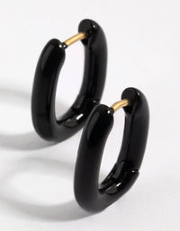 Black Square Huggie Hoop Earrings - link has visual effect only