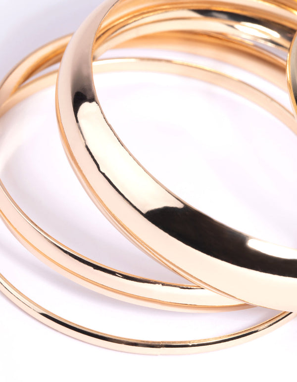Mixed Metal Thick and Thin Bangle Bracelet Pack