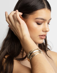 Mixed Metal Thick and Thin Bangle Bracelet Pack - link has visual effect only