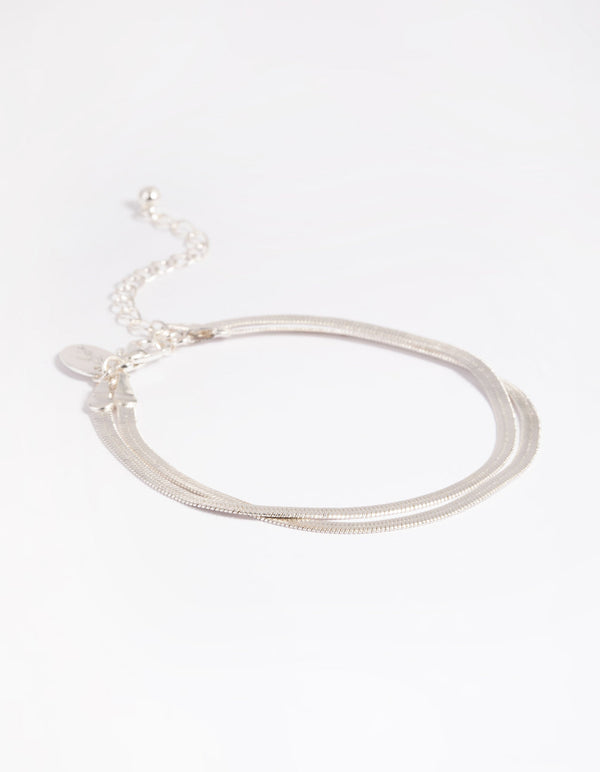 Silver Flat Snake Chain Bracelet