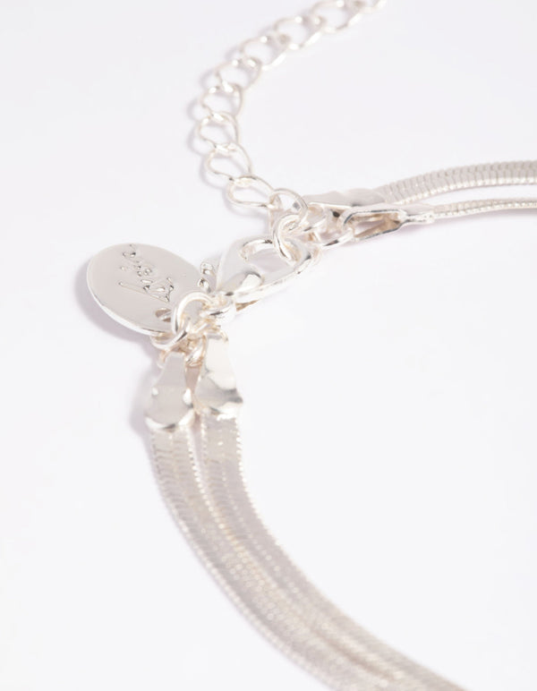Silver Flat Snake Chain Bracelet