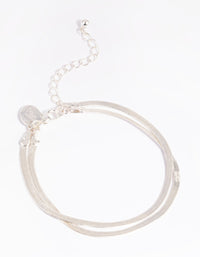 Silver Flat Snake Chain Bracelet - link has visual effect only