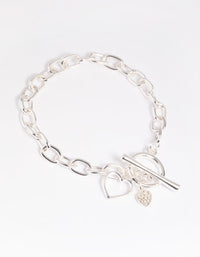 Silver Heart Fob Bracelet - link has visual effect only