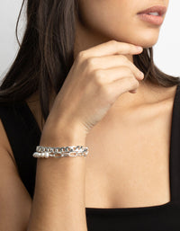 Silver Freshwater Pearl Bracelet Set - link has visual effect only