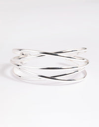 Silver Cross Over Cuff Bracelet - link has visual effect only
